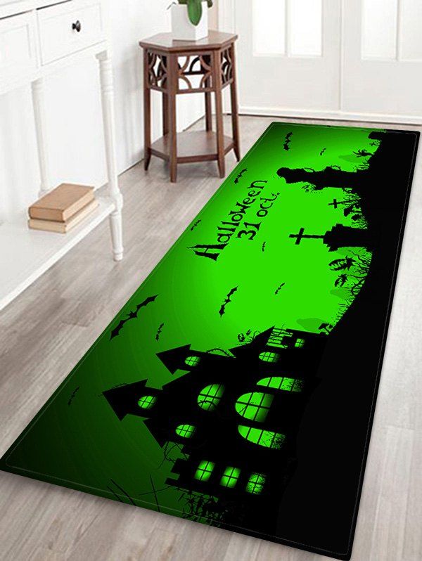 

Non-Slip Quick Dry Halloween Tomb Pattern Floor Pad Rug, Green snake