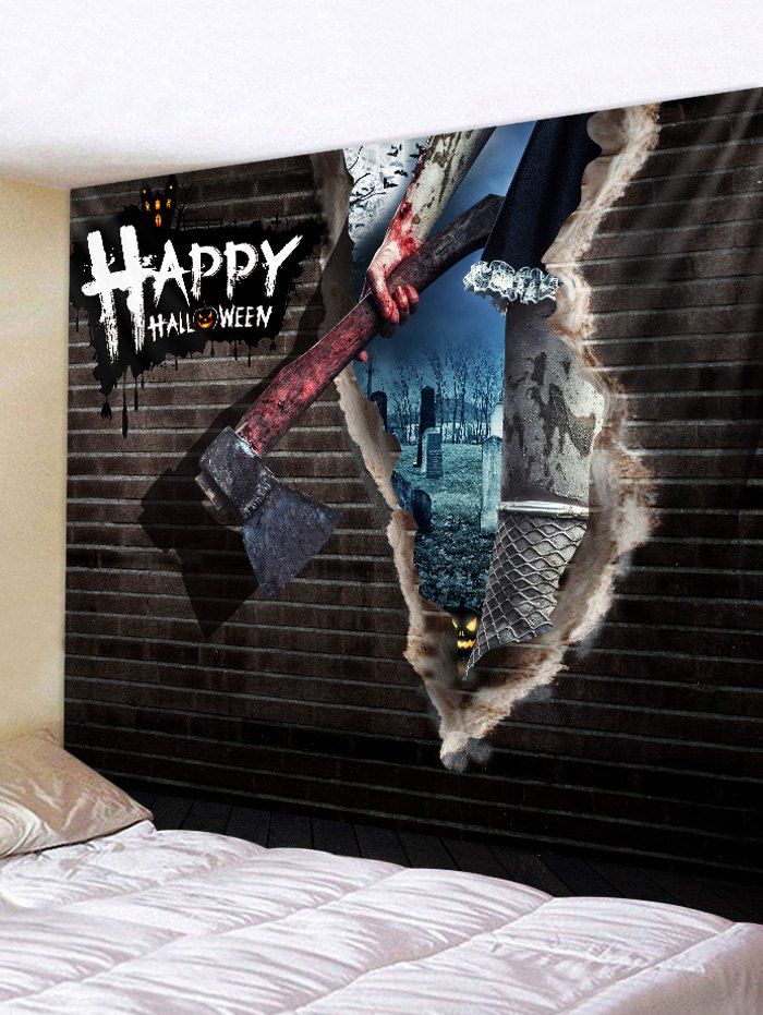 

Halloween Pumpkin Blood Bat Printed Pattern Tapestry, Smokey gray