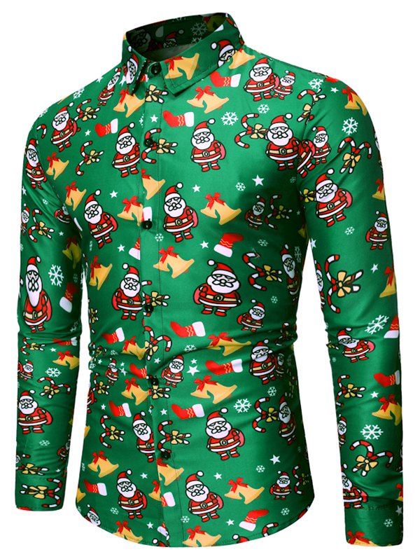 Fashion Santa Claus Bell Pattern Long Sleeves Shirt  