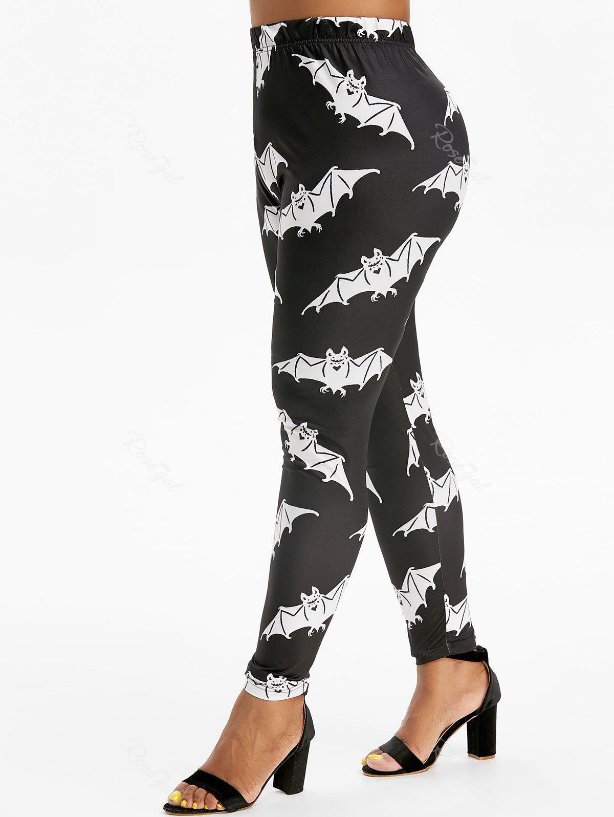 

Plus Size Halloween Bat Print Tight Leggings, Black