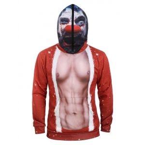 

Halloween Clown Belly Contrast Color Print Casual Hoodie, White