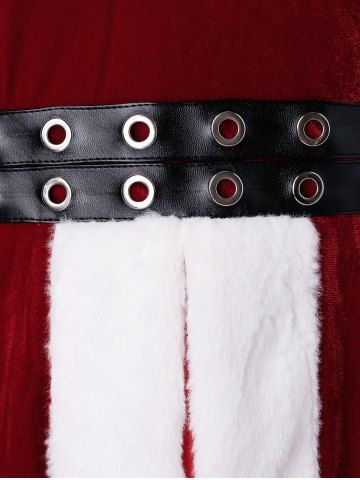 

Plus Size Christmas Grommets Velvet Santa Claus Dress, Red
