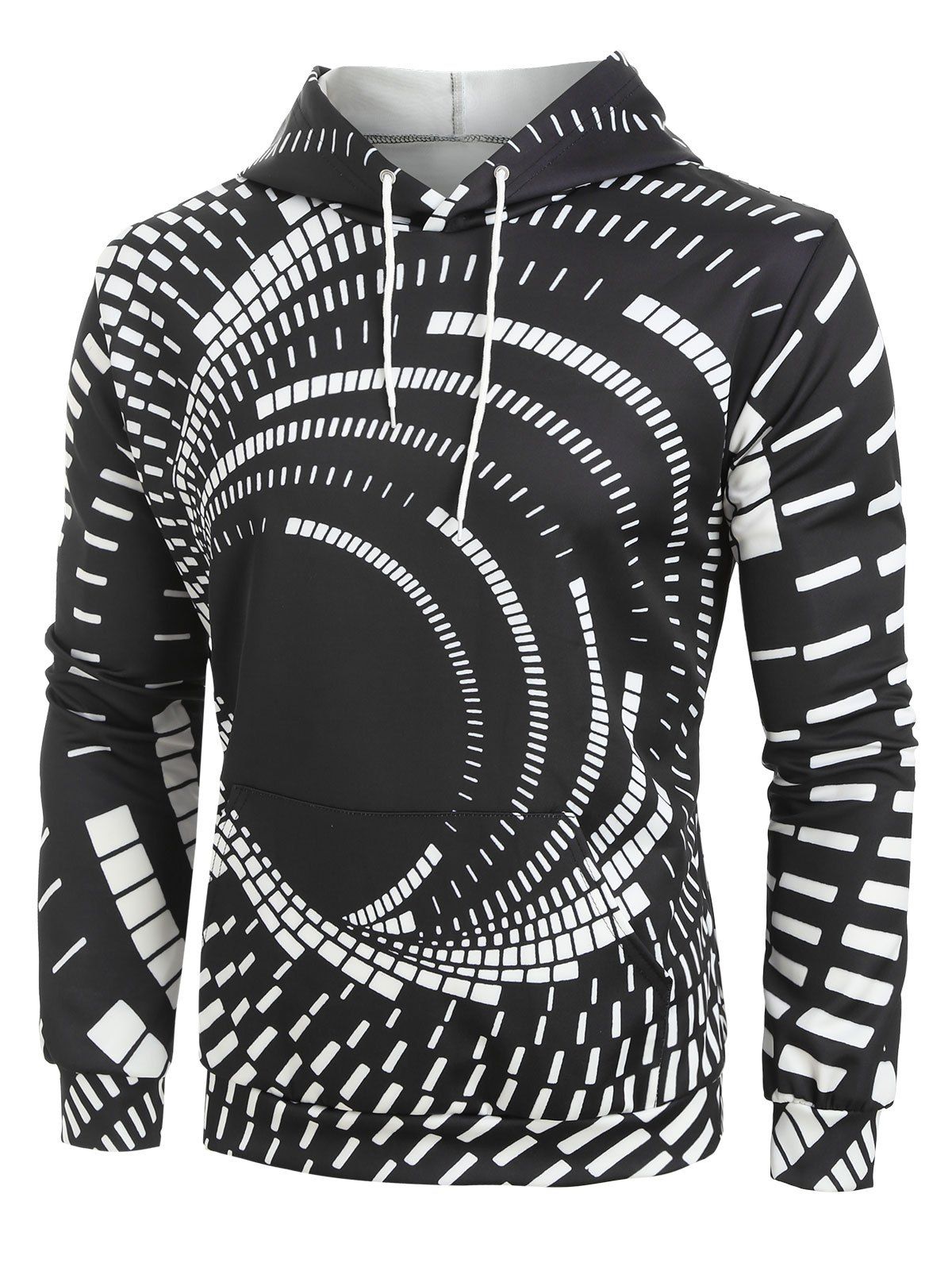 3d swirl checked print pullover hoodie