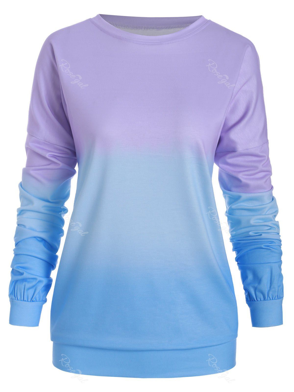 

Plus Size Gradient Drop Shoulder Casual Sweatshirt, Purple