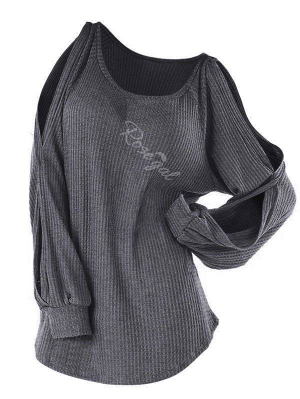 

Plus Size Split Raglan Sleeve Tunic Knitwear, Dark gray