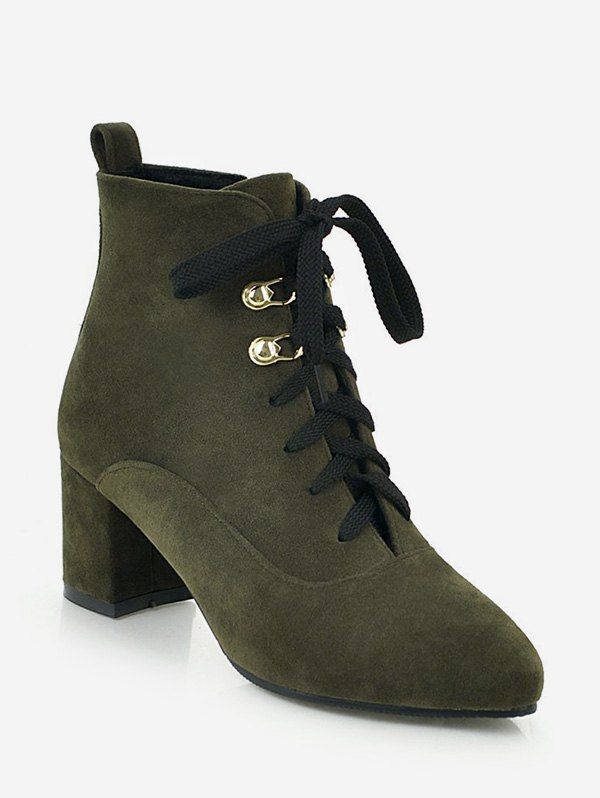 

Pointed Toe Suede Ankle Boots, Army green