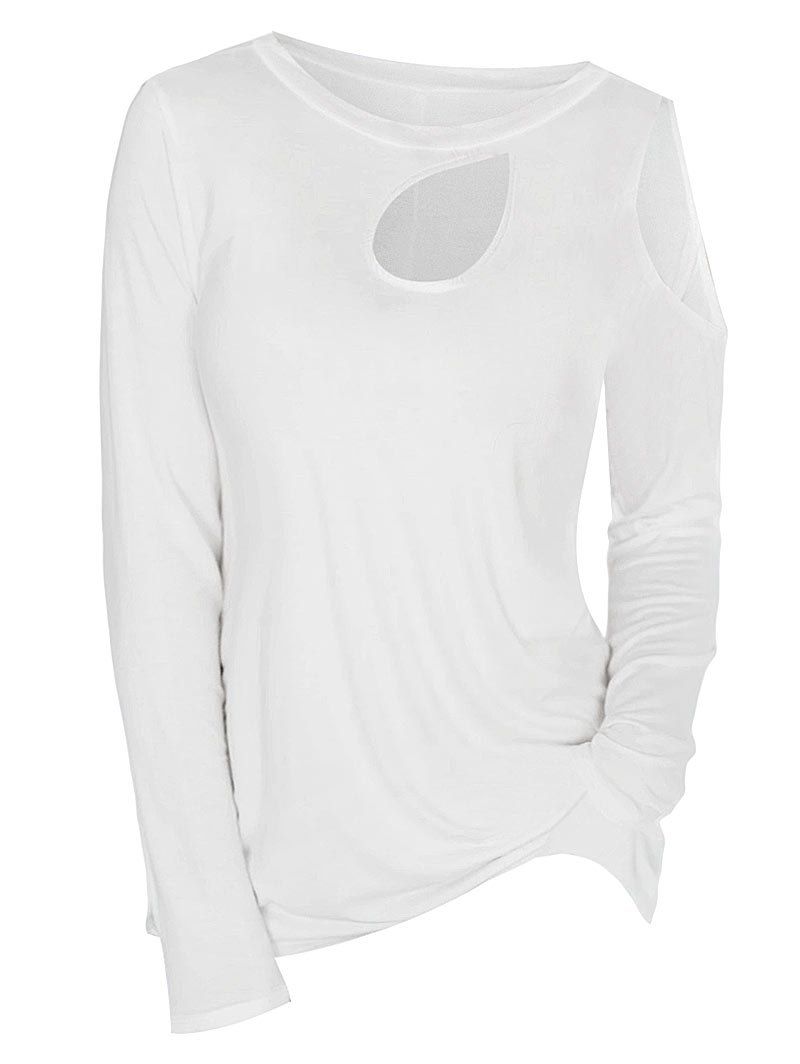

Open Shoulder Keyhole Longline T-shirt, White