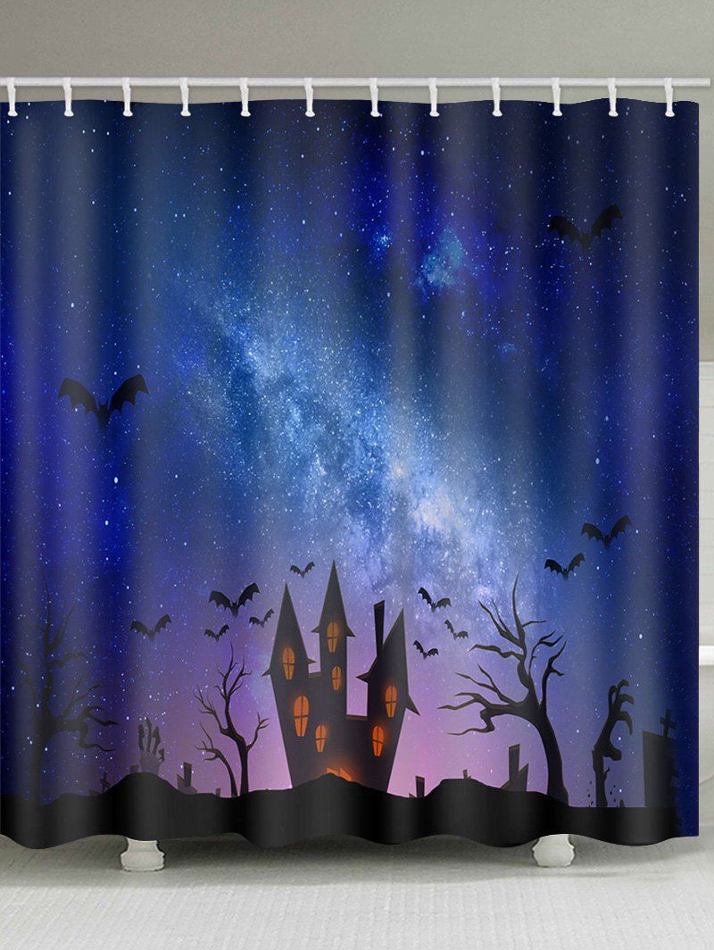 

Halloween Bat Castle Pattern Shower Curtain, Multi