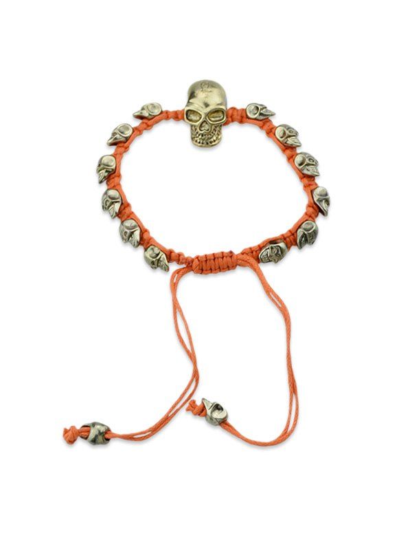 

Adjustable Rope Alloy Skull Bracelet, Dark orange