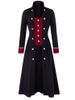 Plus Size Buttoned Two Tone Stand Up Collar Long Coat -  