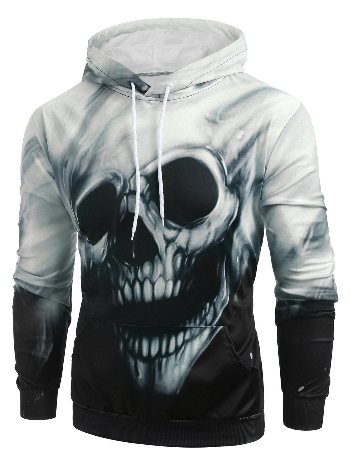 

Halloween Skull Graphic Kangaroo Pocket Hoodie, Multi