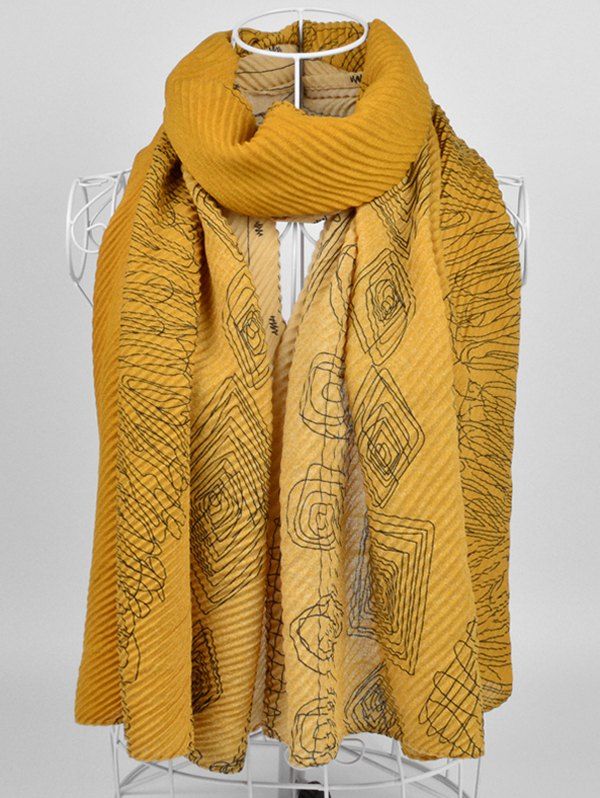 

Gradient Crinkle Geometric Scrawl Print Long Scarf, Yellow