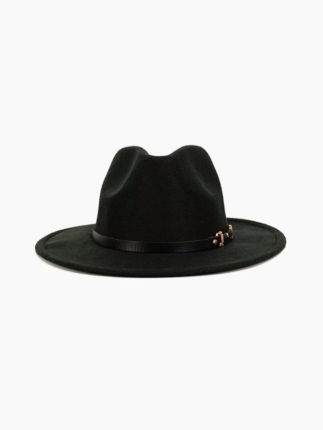 

British Buckle Oval Retro Jazz Hat, Black