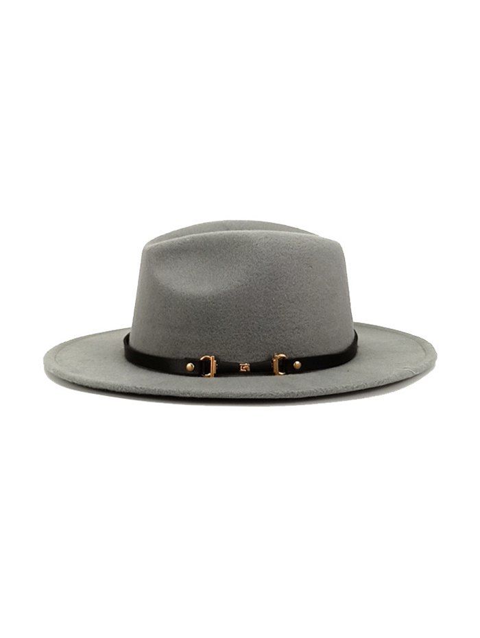 

British Buckle Oval Retro Jazz Hat, Gray