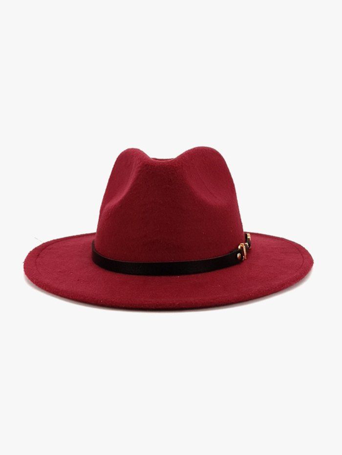 

British Buckle Oval Retro Jazz Hat, Red wine
