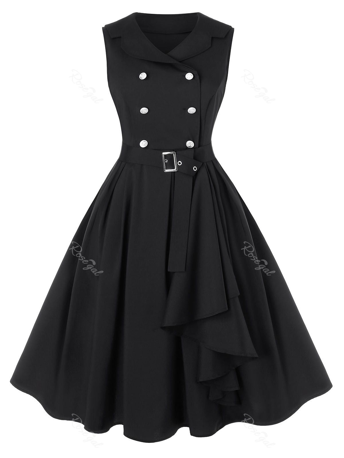 

Plus Size A Line Turn-down Collar Vintage Dress with Belt, Luxury ceramic