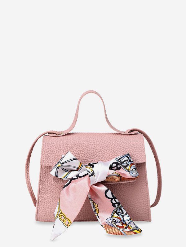 

Ribbon Bowknot Decorate Crossbody Leather Shoulder Bag, Pig pink