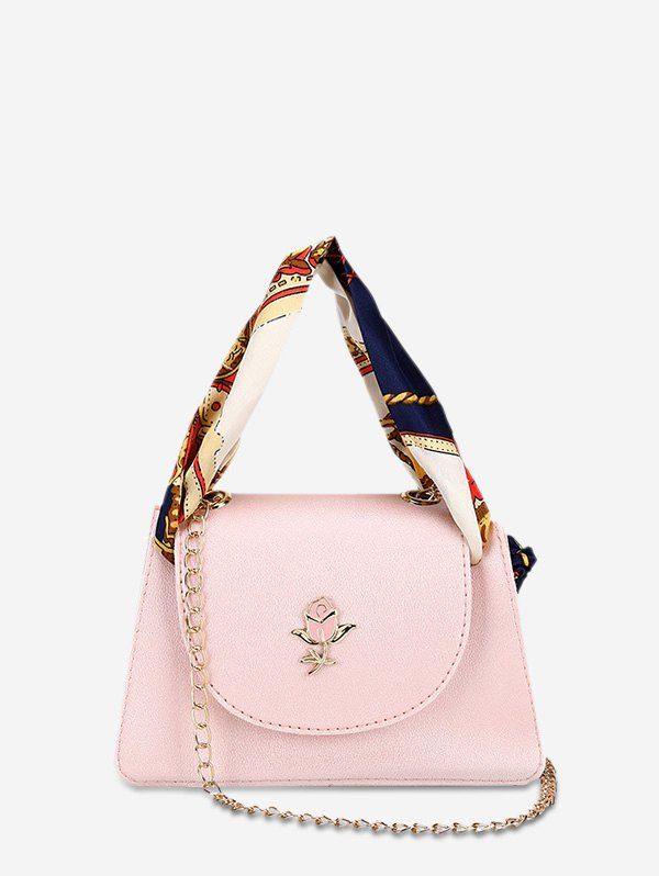 

Ribbon Square Leather Crossbody Bag, Pig pink