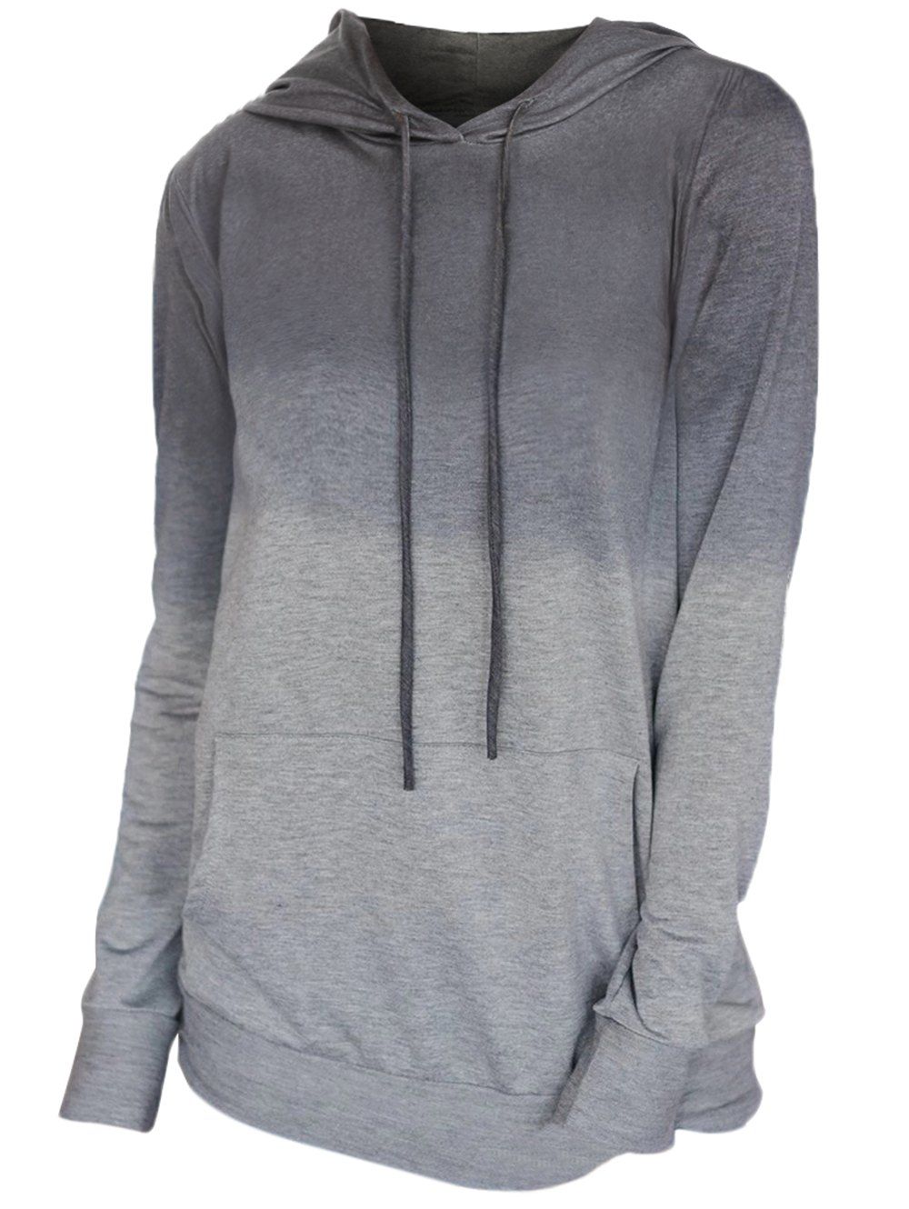 

Dip Dye Front Pocket Drawstring Hoodie, Gray