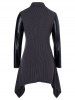 Manteau en Tricot Asymétrique Panneau en Cuir PU Grande Taille - Gris Ardoise Foncé L