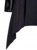 Plus Size PU Leather Panel Asymmetrical Zipper Knit Coat -  