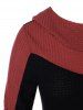 Plus Size Two Tone Tunic Asymmetric Sweater -  