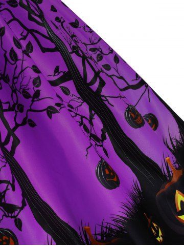 

Plus Size Halloween Pumpkin Face Tree Vintage Party Dress, Purple amethyst