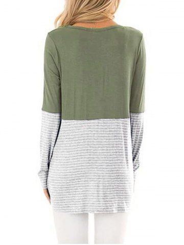 

Striped Low Cut Longline T-shirt, Light green