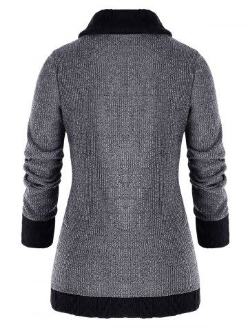 

Plus Size Two Tone Button Tunic Sweater, Battleship gray
