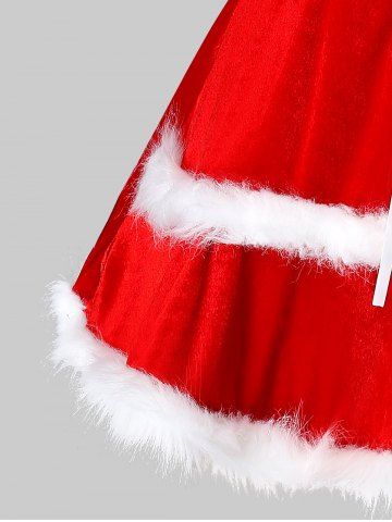 

Plus Size Christmas Lace Up Santa Claus Velvet Party Dress, Red