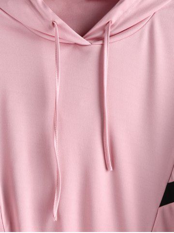 

Plus Size Two Tone Drawstring Pullover Gym Hoodie, Pink rose