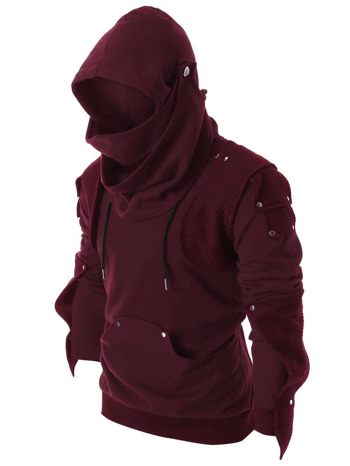 

Rivet Long Sleeve Drawstring Hoodie, Firebrick
