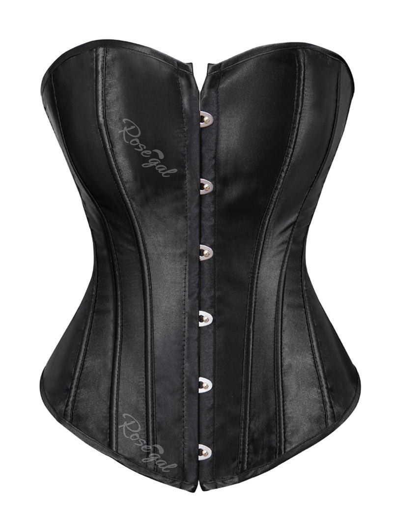 

Plus Size Silky Lace Up Steel Boned Corset, Black
