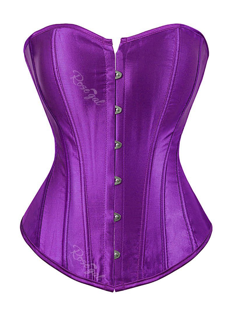 

Plus Size Silky Lace Up Steel Boned Corset, Dark orchid