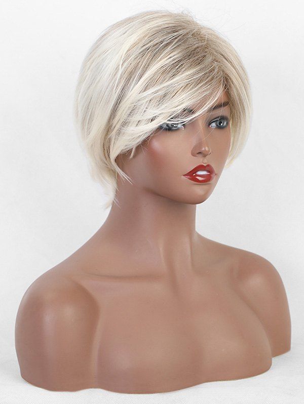 

Side Part Straight Ombre Fluffy Short Synthetic Wig, Multi