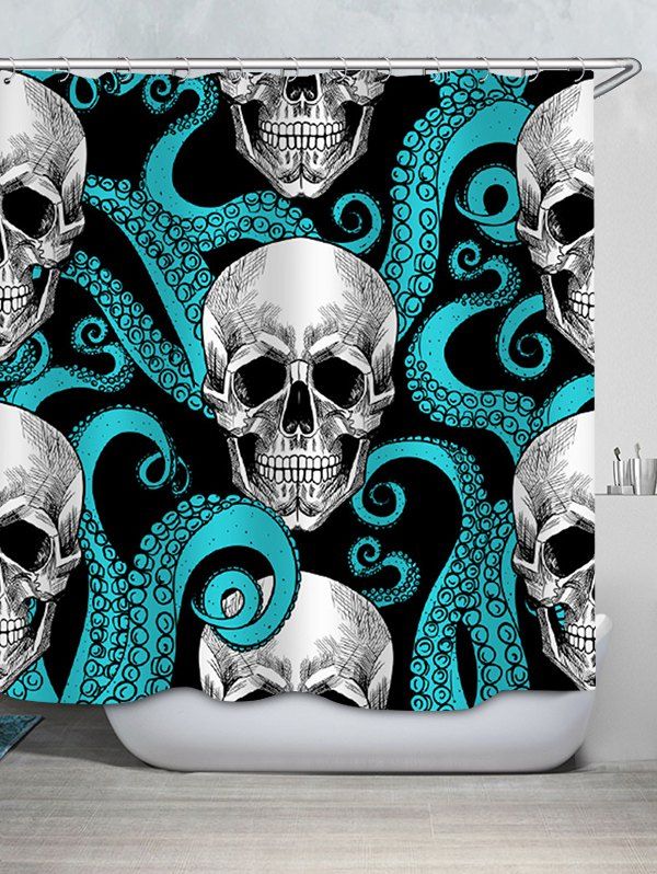 

Skull Printed Waterproof Shower Curtain, Gray