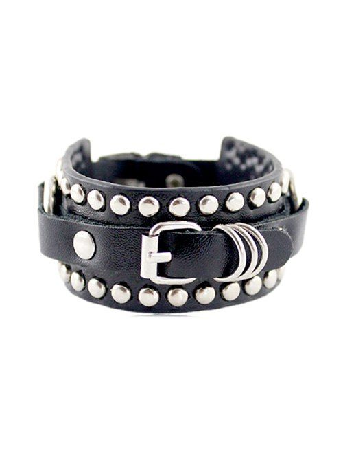 

Punk PU Leather Rivet Buckle Wide Bracelet, Black