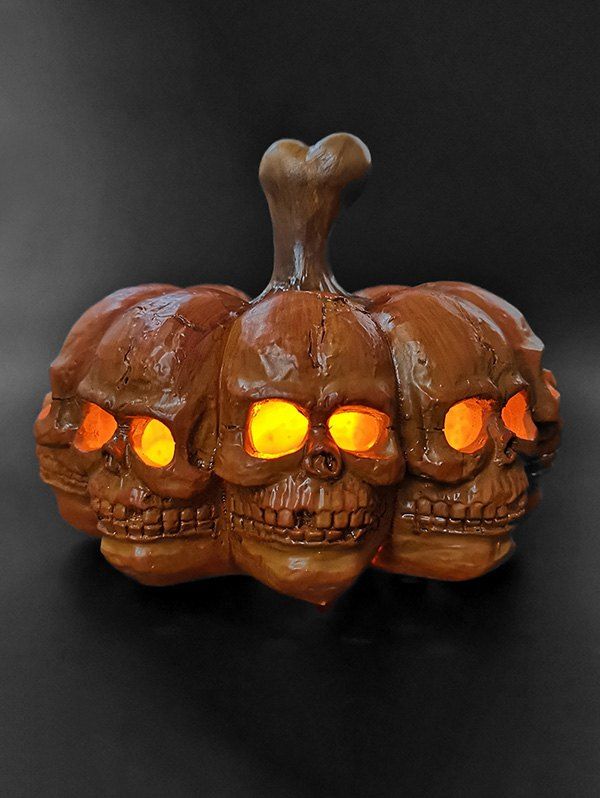 

Multi-faceted Skulls Portable Halloween Pumpkin Lamp, Papaya orange