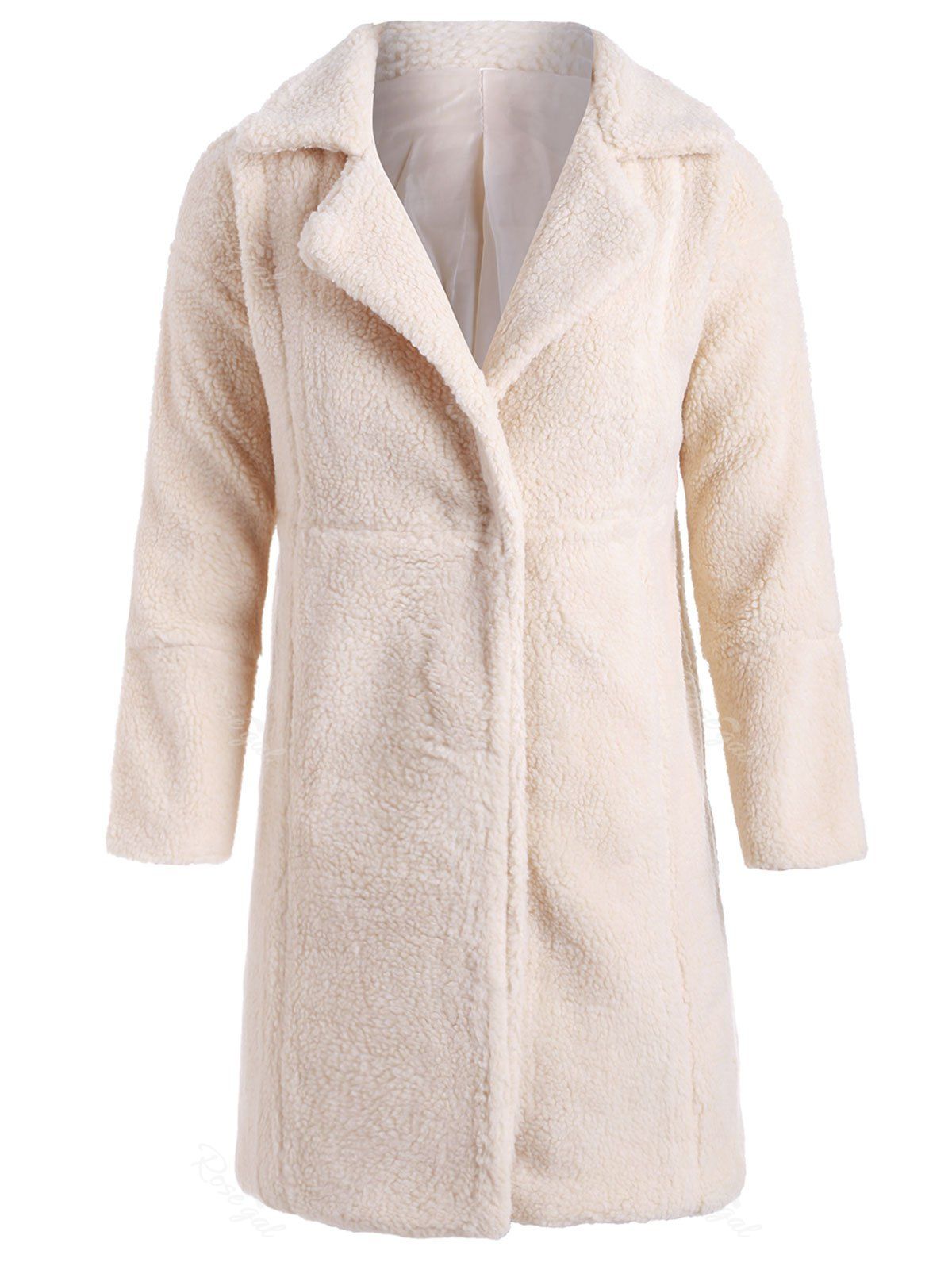 

Plus Size Open Front Fluffy Coat, Beige