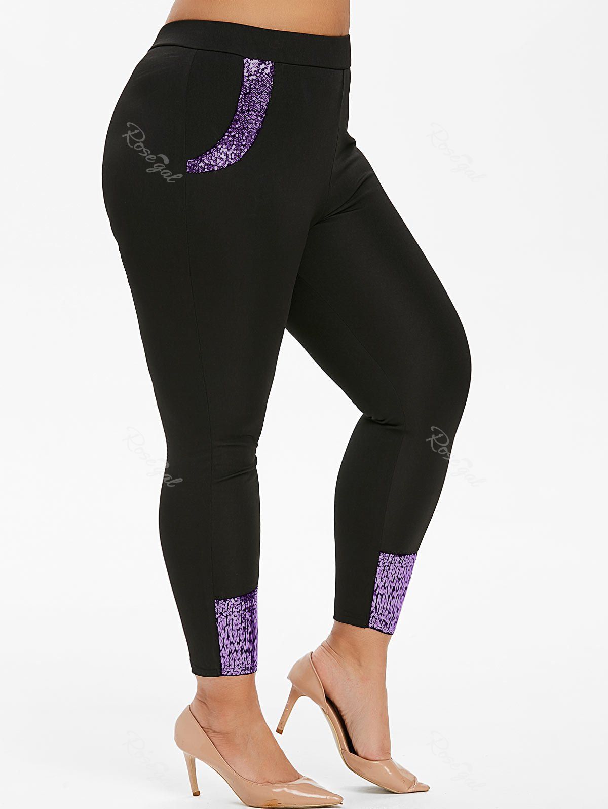 [54% OFF] Plus Size Sequin Skinny Leggings | Rosegal