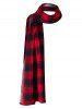 Plus Size Lace Trim Long Tunic Knitwear With Plaid Scarf -  