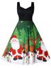 Plus Size High Waist Christmas A Line Printed Dress -  