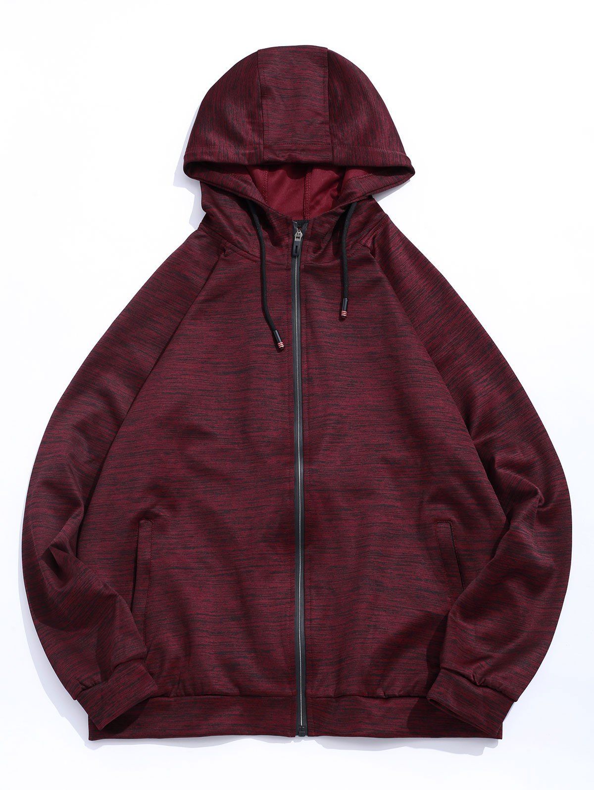 drawstring raglan sleeve zip pockets hoodie