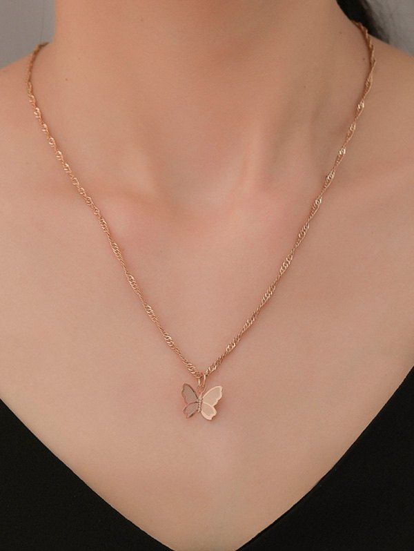 Shops Butterfly Pendant Metal Chain Necklace  