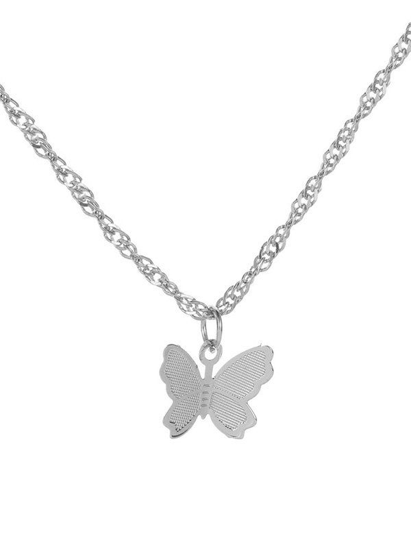 

Butterfly Pendant Metal Chain Necklace, Silver