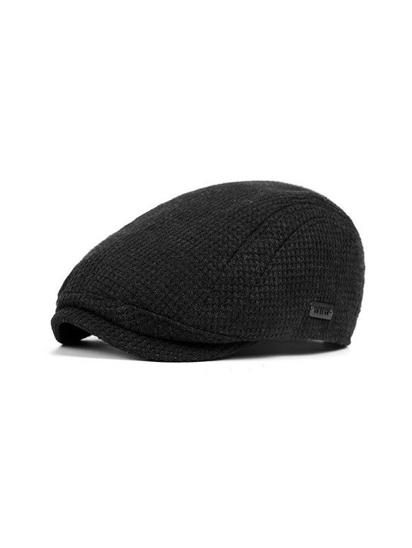 

Solid Color Casual Knitted Beret, Black