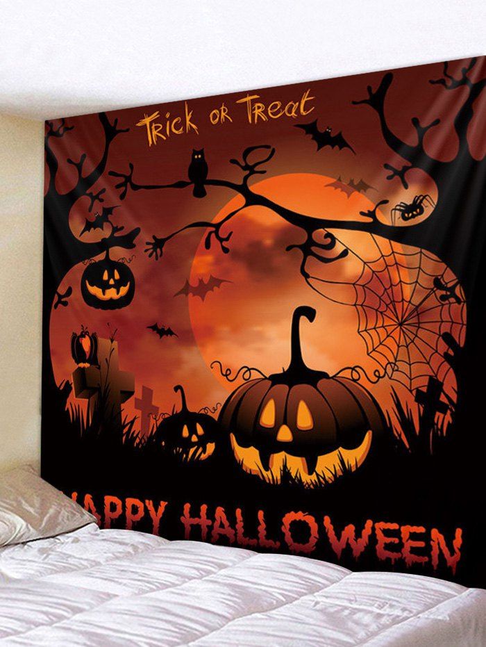 

Halloween Pumpkin Tree Letter Wall Tapestry, Papaya orange