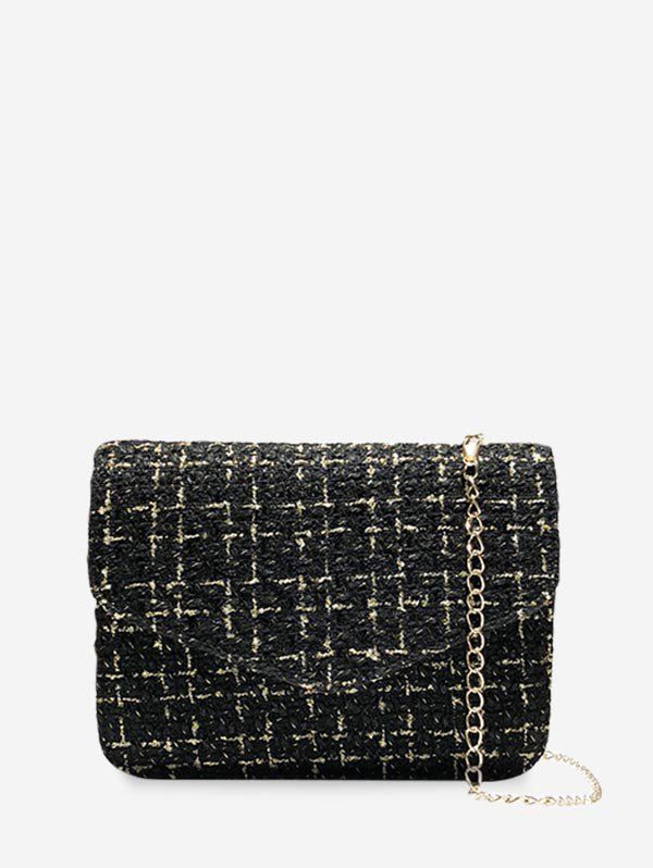 

Crossbody Linen Small Square Chain Shoulder Bag, Black