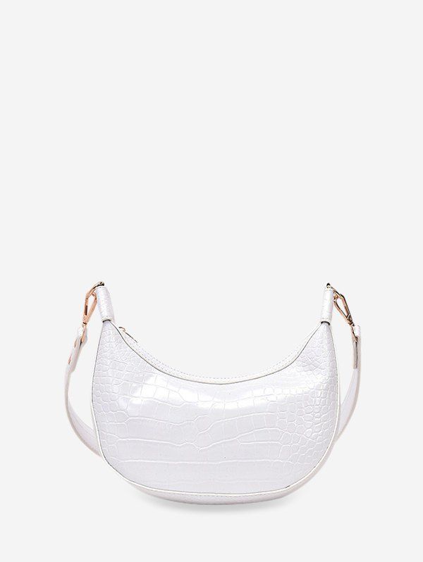 

Embossed Dumpling Shape Shoulder Bag, Milk white