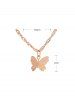 Butterfly Pendant Metal Chain Necklace -  